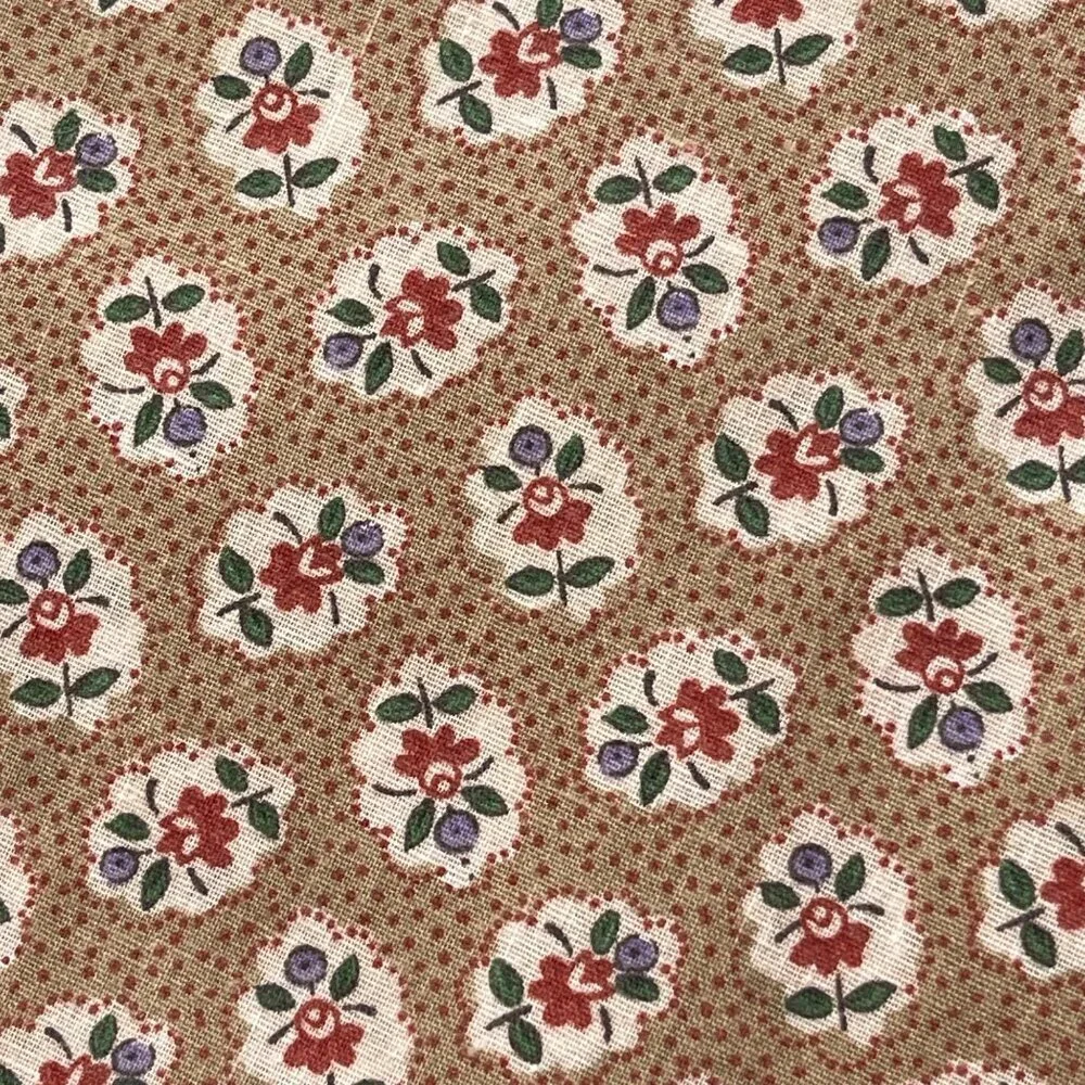 VTG Cloth Napkins Rust Blue Brown Set of 4 Small Floral Square 16